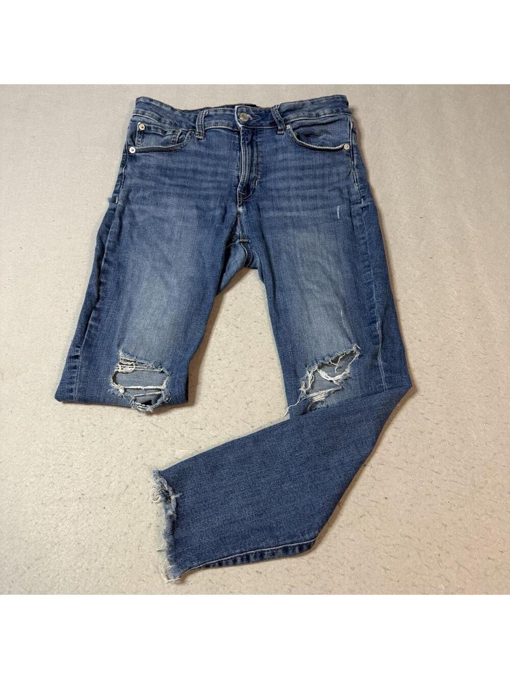 Gap Denim Universal Legging Jeans Womens 10/30 Short Distressed Raw Hem Blue‎